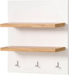 Raft de perete Westminster cu 2 polițe si 3 carlige alb rustic 60 cm