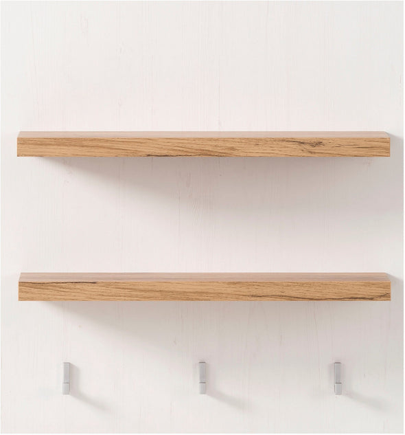 Raft de perete Westminster cu 2 polițe si 3 carlige alb rustic 60 cm