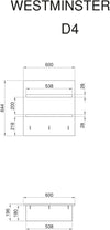 Raft de perete Westminster cu 2 polițe si 3 carlige gri antracit 60 cm