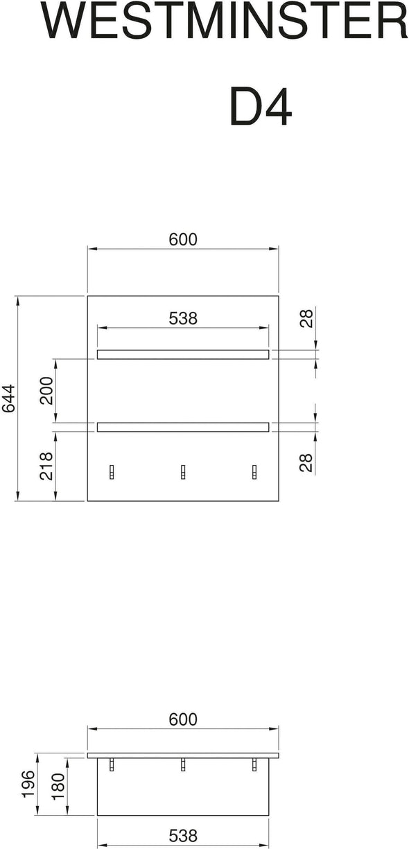 Raft de perete Westminster cu 2 polițe si 3 carlige gri antracit 60 cm