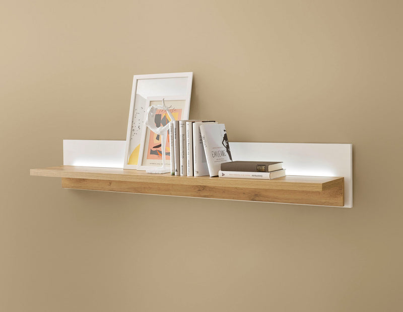 Raft de perete modern Long Island in doua culori cu LED integrat 150 cm - LunaHome.ro