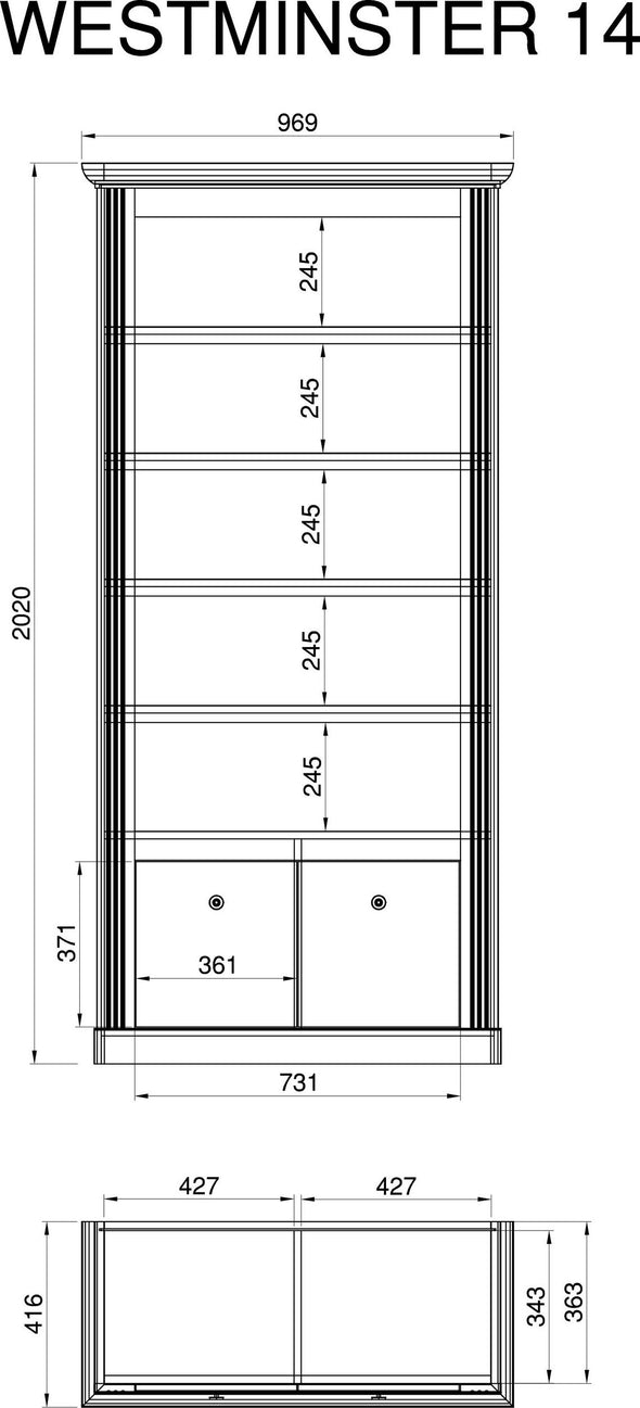 Raft înalt »Westminster« gri inchis cu aspect romantic, 97 cm latime - LunaHome.ro