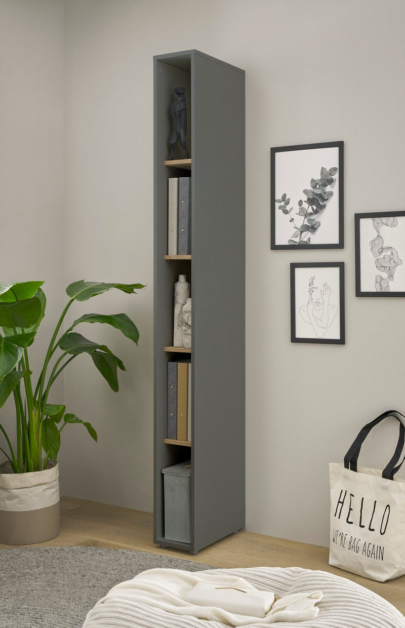 Raft îngust City Giron gri inchis, ideal pentru acte, 20 cm lățime - LunaHome.ro