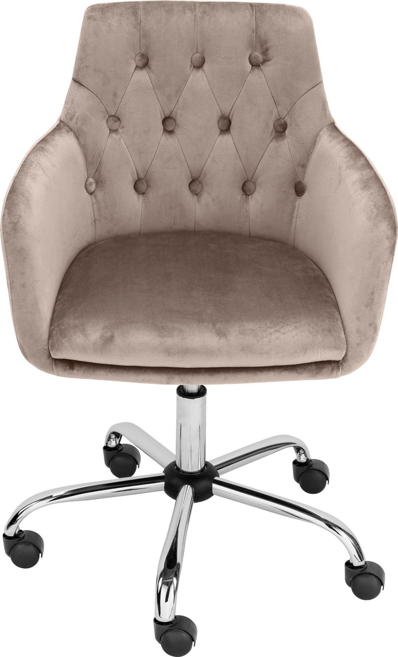 Scaun birou Perry din catifea taupe, picioare metalice - LunaHome.ro