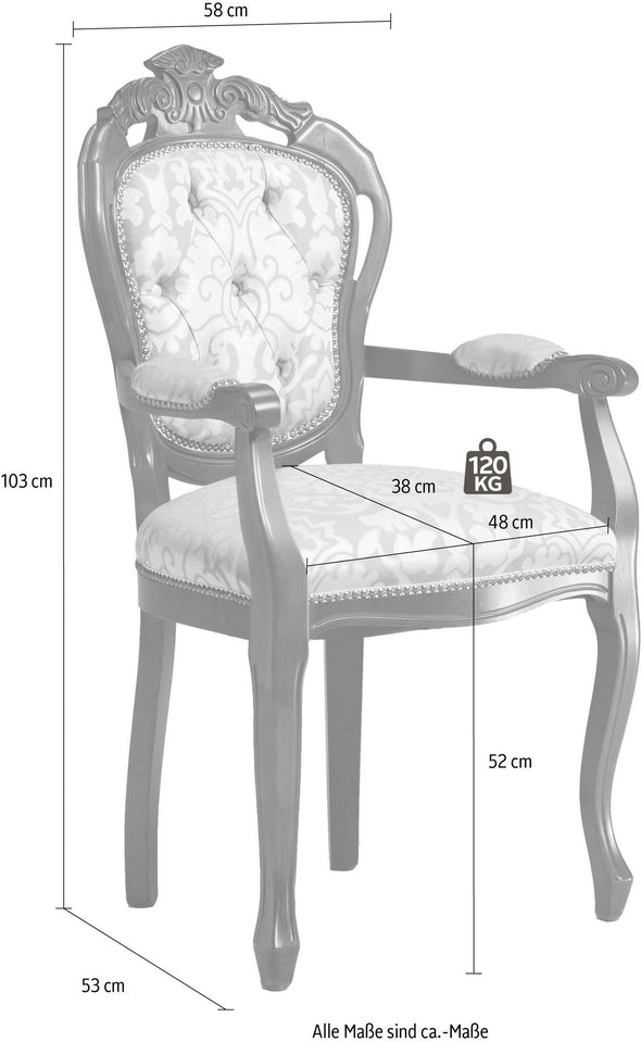 Scaun cu cotiere Veneziana in design elegant cu sculptura - LunaHome.ro