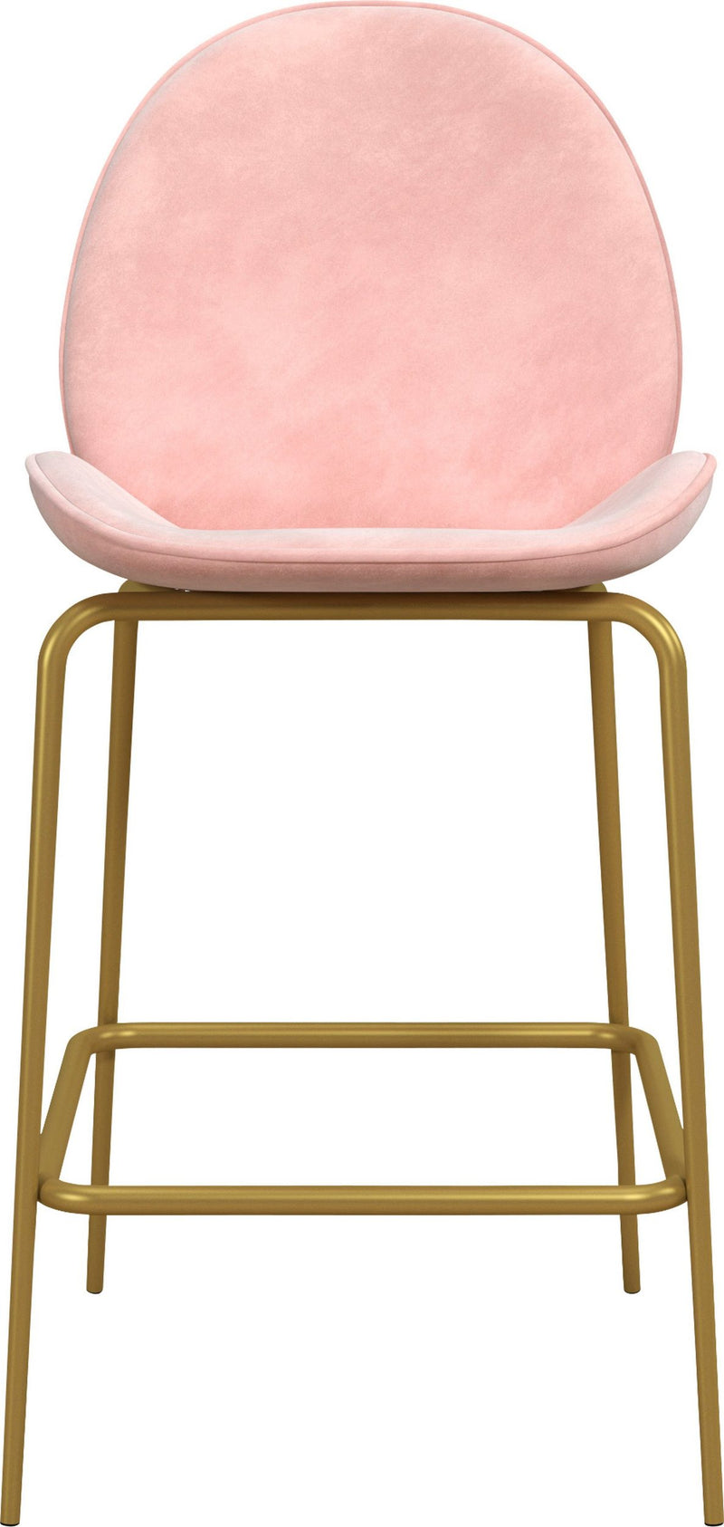 Scaun de bar Astor din catifea roz cu picioare metalice aurii - LunaHome.ro