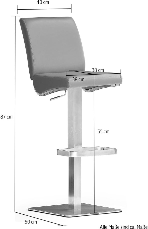 Scaun de bar Bistro Barbecool cu husa din piele naturala gri - LunaHome.ro