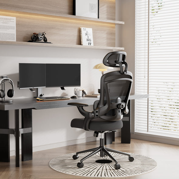 Scaun de birou Noelia negru ergonomic și reglabil - LunaHome.ro