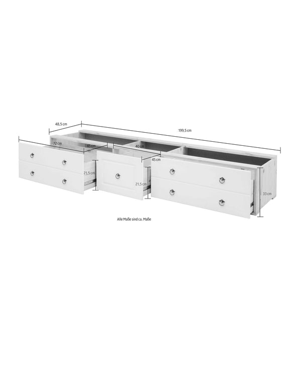 Sertar pentru pat Hugo din lemn de pin natur 199 cm lungime - LunaHome.ro
