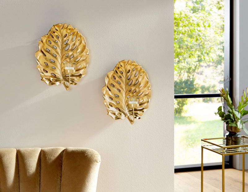 Set 2 decoratiuni Leaf de perete pentru lumanari - LunaHome.ro