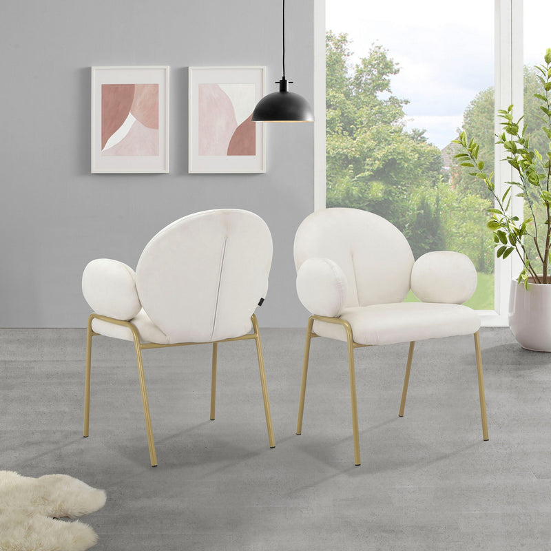 Set 2 fotolii Albie cu design modern din catifea alba si picioare aurii - LunaHome.ro