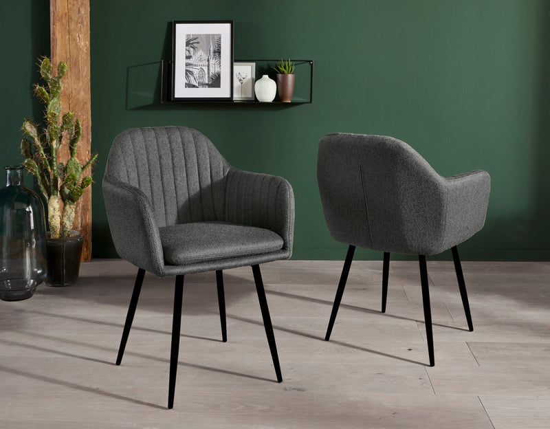 Set 2 fotolii Carla cu tapiterie gri antracit si picioare din metal - LunaHome.ro