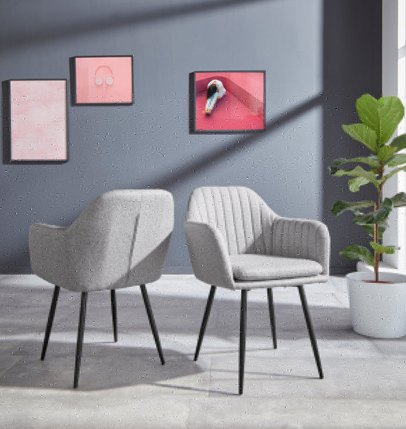 Set 2 fotolii Carla cu tapiterie gri si picioare din metal - LunaHome.ro