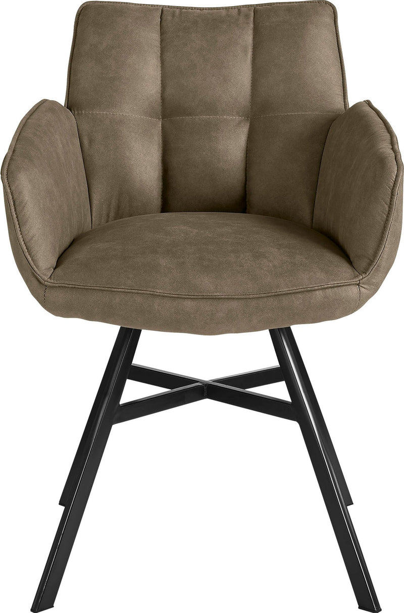 Set 2 fotolii Frisko din microfibra taupe cu baza metalica - LunaHome.ro