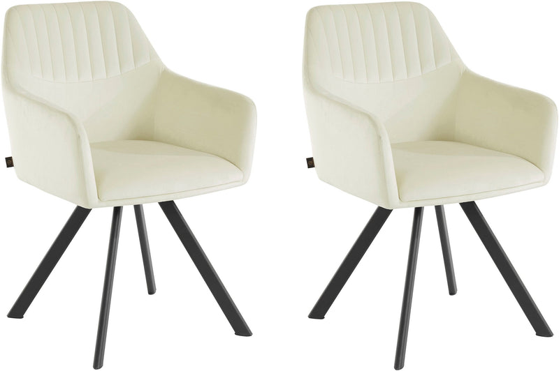 Set 2 fotolii Lorianne din catifea crem cu picioare metalice negre - LunaHome.ro