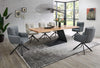 Set 2 fotolii rotative Sofia cu tapiterie negru-albastru si baza metalica - LunaHome.ro