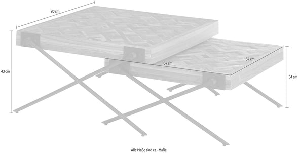 Set 2 măsuțe Akoni din lemn de tec si metal - LunaHome.ro