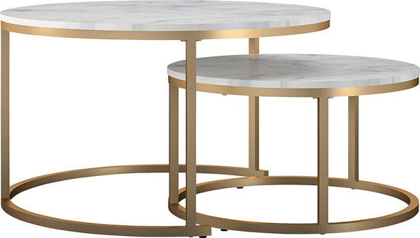 Set 2 masute de cafea Amelia rotunde cu cadru metalic - LunaHome.ro