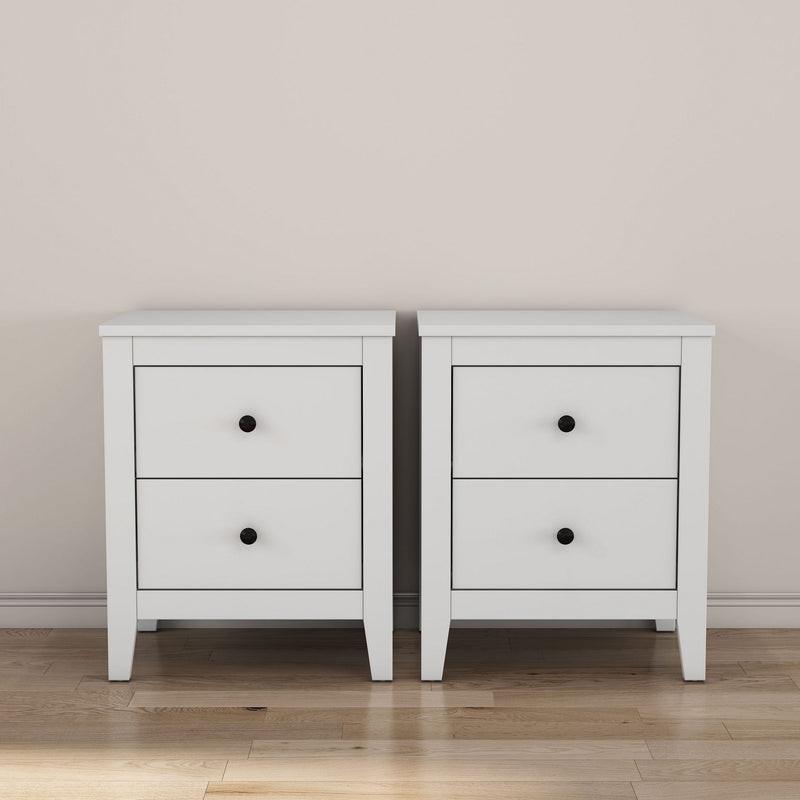 Set 2 noptiere albe Borkum in stil scandinav 50 cm fiecare