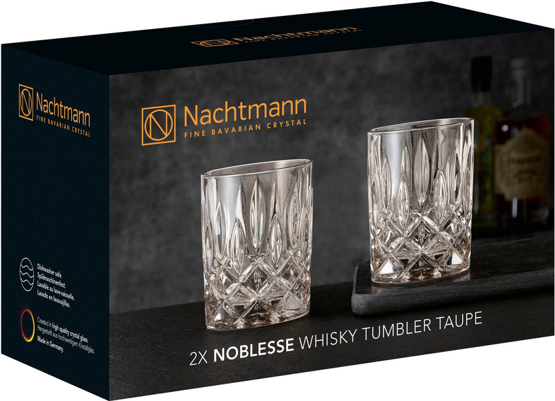 Set 2 pahare din cristal pentru Wiskey Noblesse taupe - LunaHome.ro