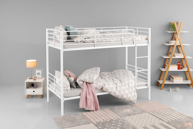 Set 2 paturi stivuibile Hayo din metal alb 90x200 cm - LunaHome.ro