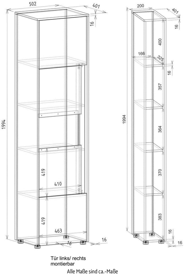 Set 2 piese mobilier City Giron cu vitrina si raft 70 cm lățime