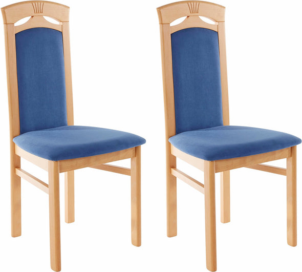 Set 2 scaune Anthony din microfibra albastru si lemn de fag - LunaHome.ro