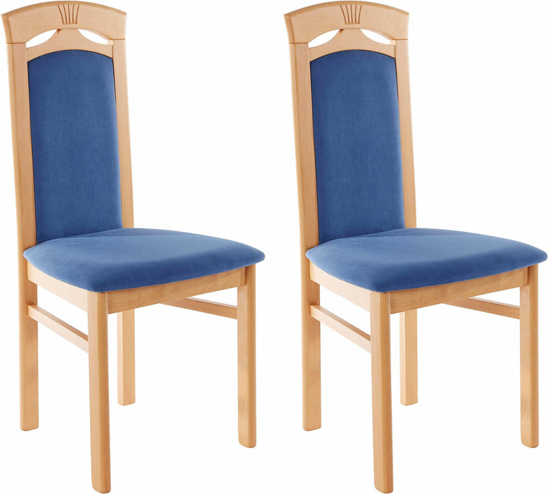 Set 2 scaune Anthony din microfibra albastru si lemn de fag - LunaHome.ro