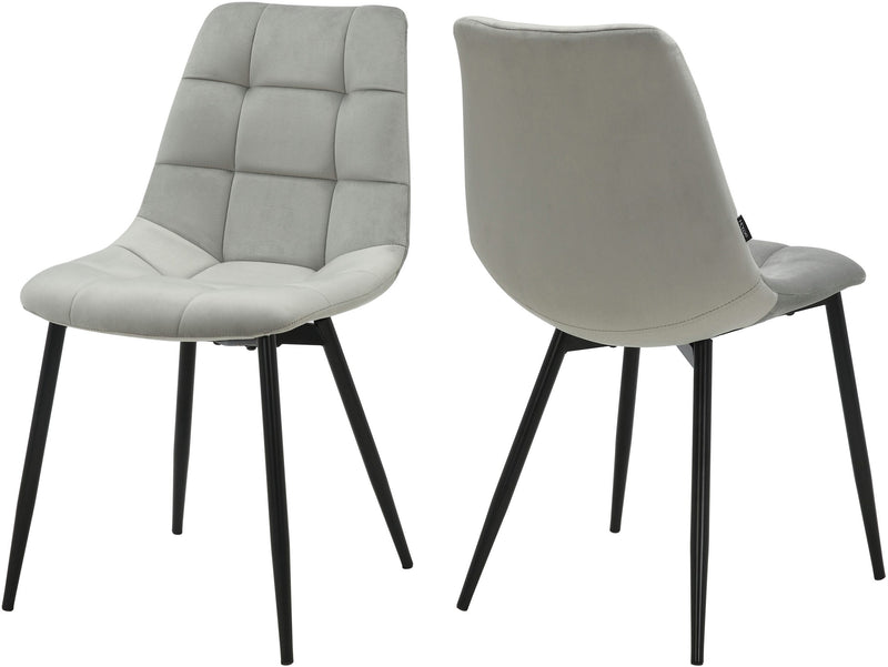Set 2 scaune Arhus din catifea gri deschis cu picioare negre - LunaHome.ro
