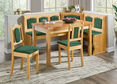 Set 2 scaune Bader din lemn de arin cu tapiterie verde - LunaHome.ro