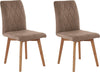 Set 2 scaune Brest din microfibra maro cu picioare din lemn - LunaHome.ro