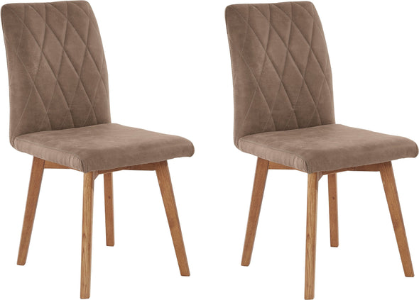Set 2 scaune Brest din microfibra maro cu picioare din lemn - LunaHome.ro