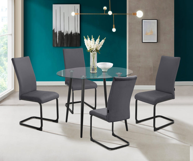 Set 2 scaune Darcel gri antracit cu baza din metal - LunaHome.ro