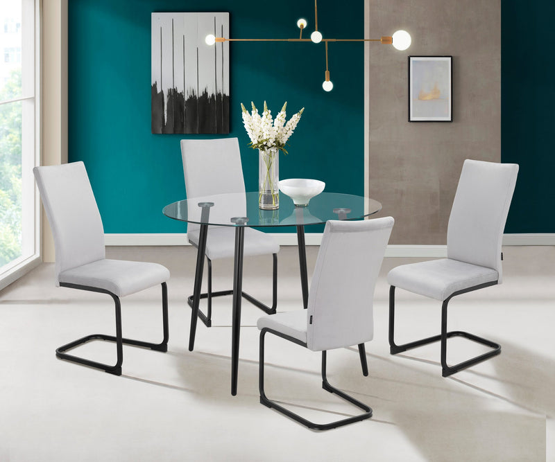 Set 2 scaune Darcel gri cu baza din metal negru - LunaHome.ro