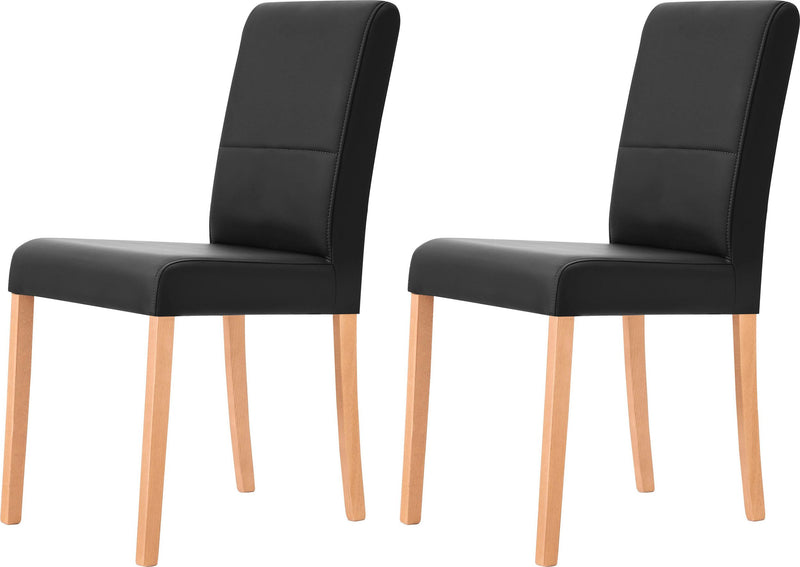 Set 2 scaune Emma din piele eco neagra cu picioare din lemn - LunaHome.ro