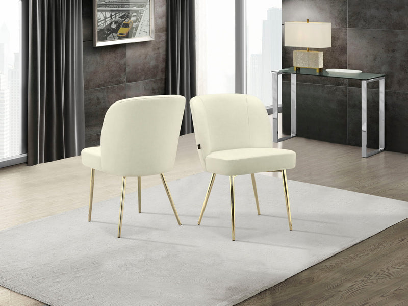 Set 2 scaune Felicity din velour crem cu picioare aurii - LunaHome.ro