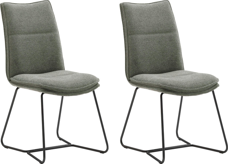 Set 2 scaune Hampton cu tapiterie verde oliv, picioare din metal - LunaHome.ro