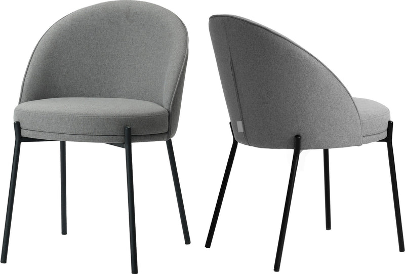 Set 2 scaune Isalie cu tapiterie gri si cadru metalic negru - LunaHome.ro