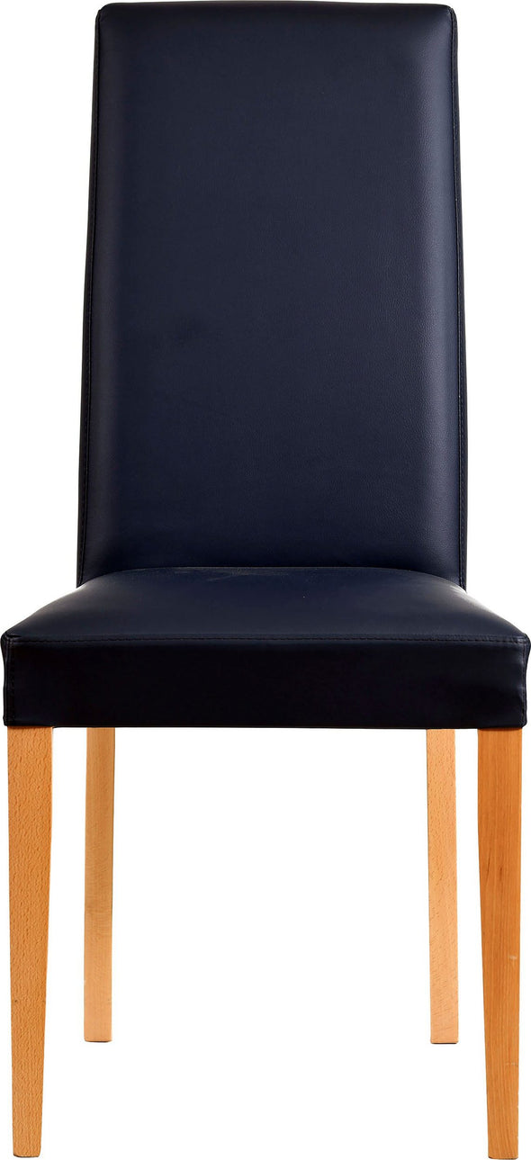 Set 2 scaune Java din piele eco albastra cu picoioare din lemn natur - LunaHome.ro