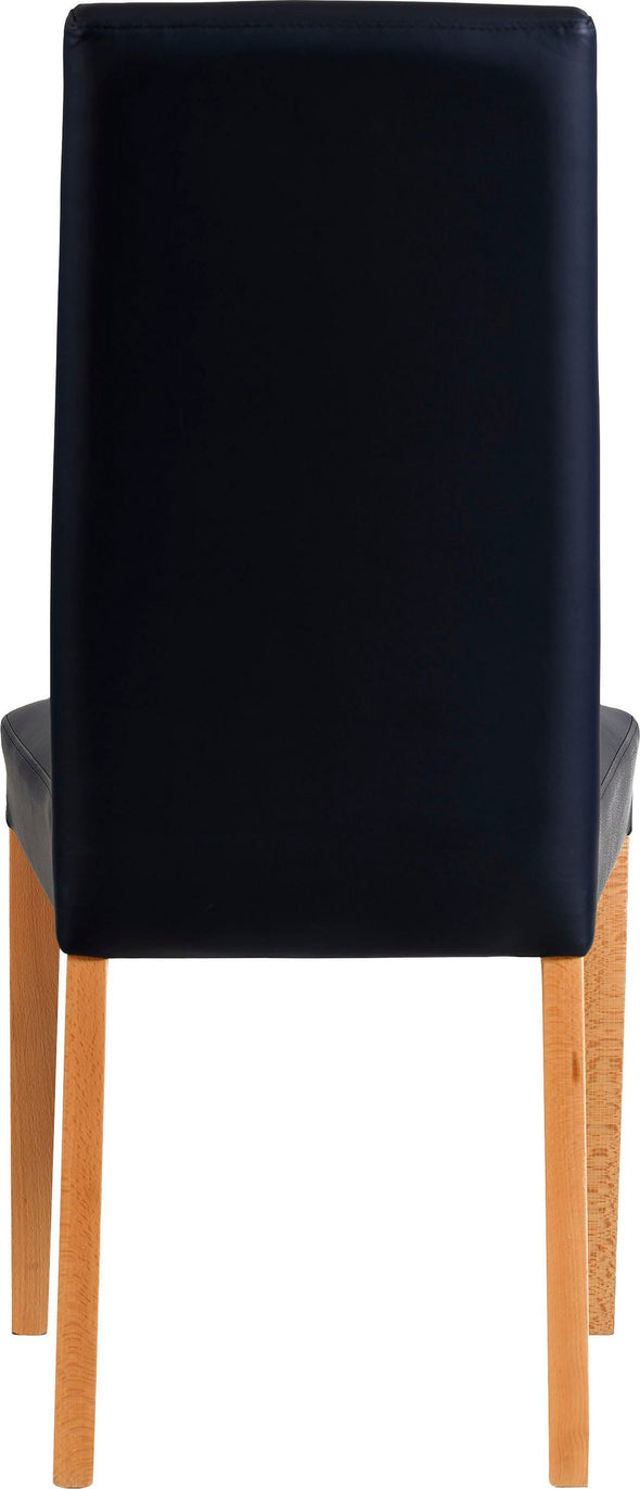 Set 2 scaune Java din piele eco albastra cu picoioare din lemn natur - LunaHome.ro