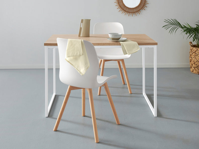 Set 2 scaune Lendum cu carcasa din plastic, picioare din lemn de fag - LunaHome.ro