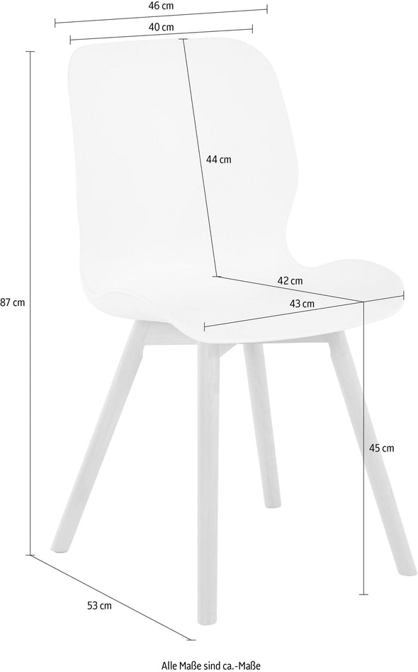 Set 2 scaune Lendum cu carcasa din plastic, picioare din lemn de fag - LunaHome.ro
