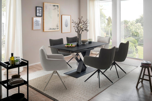 Set 2 scaune Limone din piele naturala antracit cu picioare metalice - LunaHome.ro