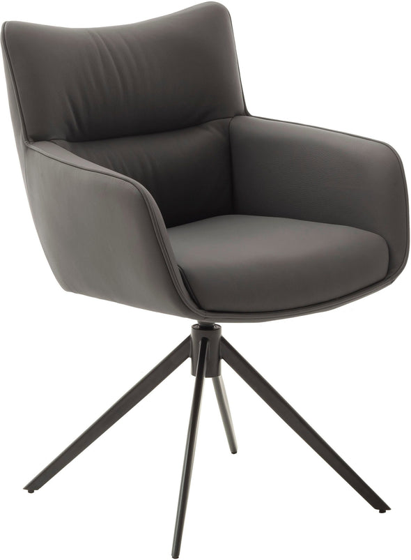 Set 2 scaune Limone din piele naturala antracit cu picioare metalice - LunaHome.ro