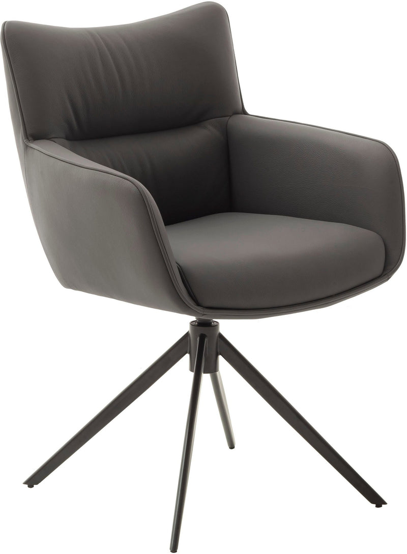 Set 2 scaune Limone din piele naturala antracit cu picioare metalice - LunaHome.ro