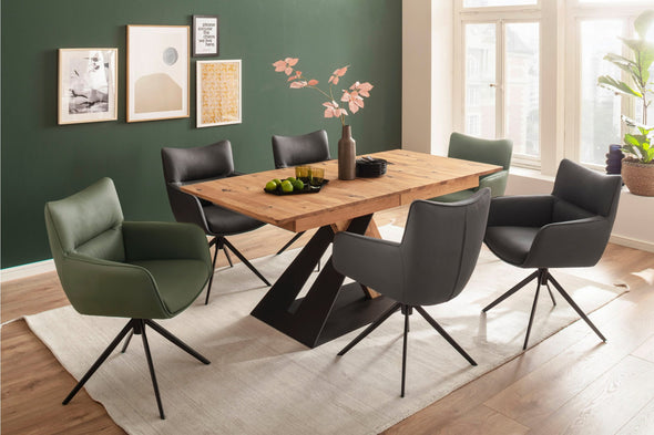 Set 2 scaune Limone din piele naturala antracit cu picioare metalice - LunaHome.ro