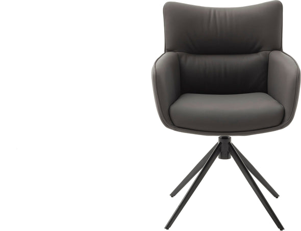 Set 2 scaune Limone din piele naturala antracit cu picioare metalice - LunaHome.ro