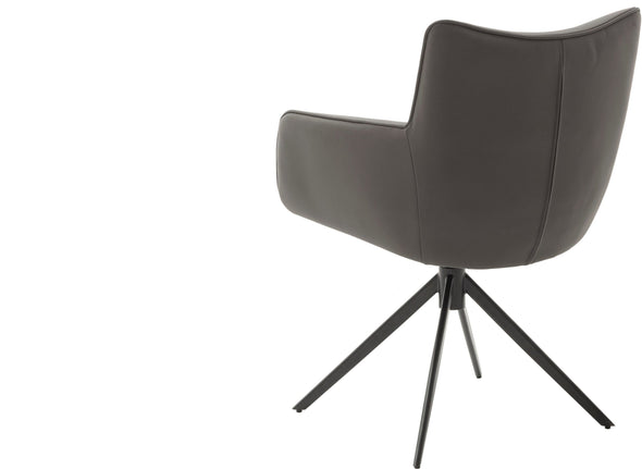 Set 2 scaune Limone din piele naturala antracit cu picioare metalice - LunaHome.ro