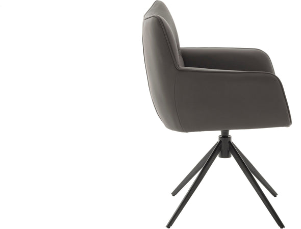 Set 2 scaune Limone din piele naturala antracit cu picioare metalice - LunaHome.ro