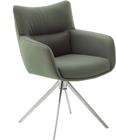 Set 2 scaune Limone din piele naturala verde maslin